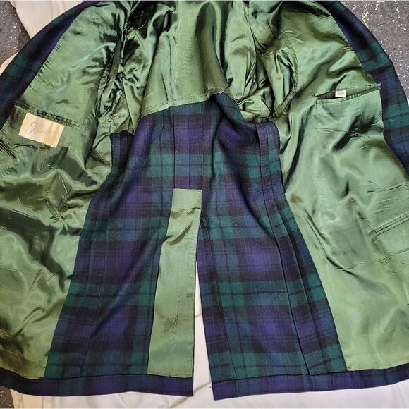 VINTAGE 60s plaid wool dark academia‎ 2 button boyfriend blazer M - Picture 4 of 7